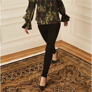 Charlotte Brody Suede Leggings Pants Womens 2 Black Leather Elastic Waist Ankle